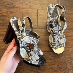 Tory Burch authentic wood platform snake skin karmen sandal pump heels